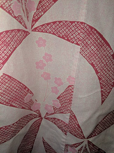 Vintage Japanese Kimono Pink Floral Cotton 50" long - Picture 11 of 16