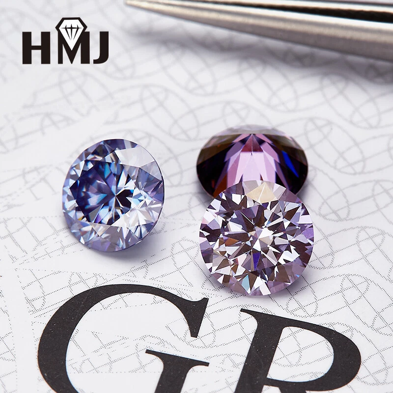 Colored Moissanite Stones Round Gem Stone W. GRA Certificate DIY Ring Jewelry - Image 2 of 4