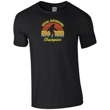 Image of Social Distancing Champion T Shirt Big Foot Pandemic Funny Joke Gift Men Tee Top