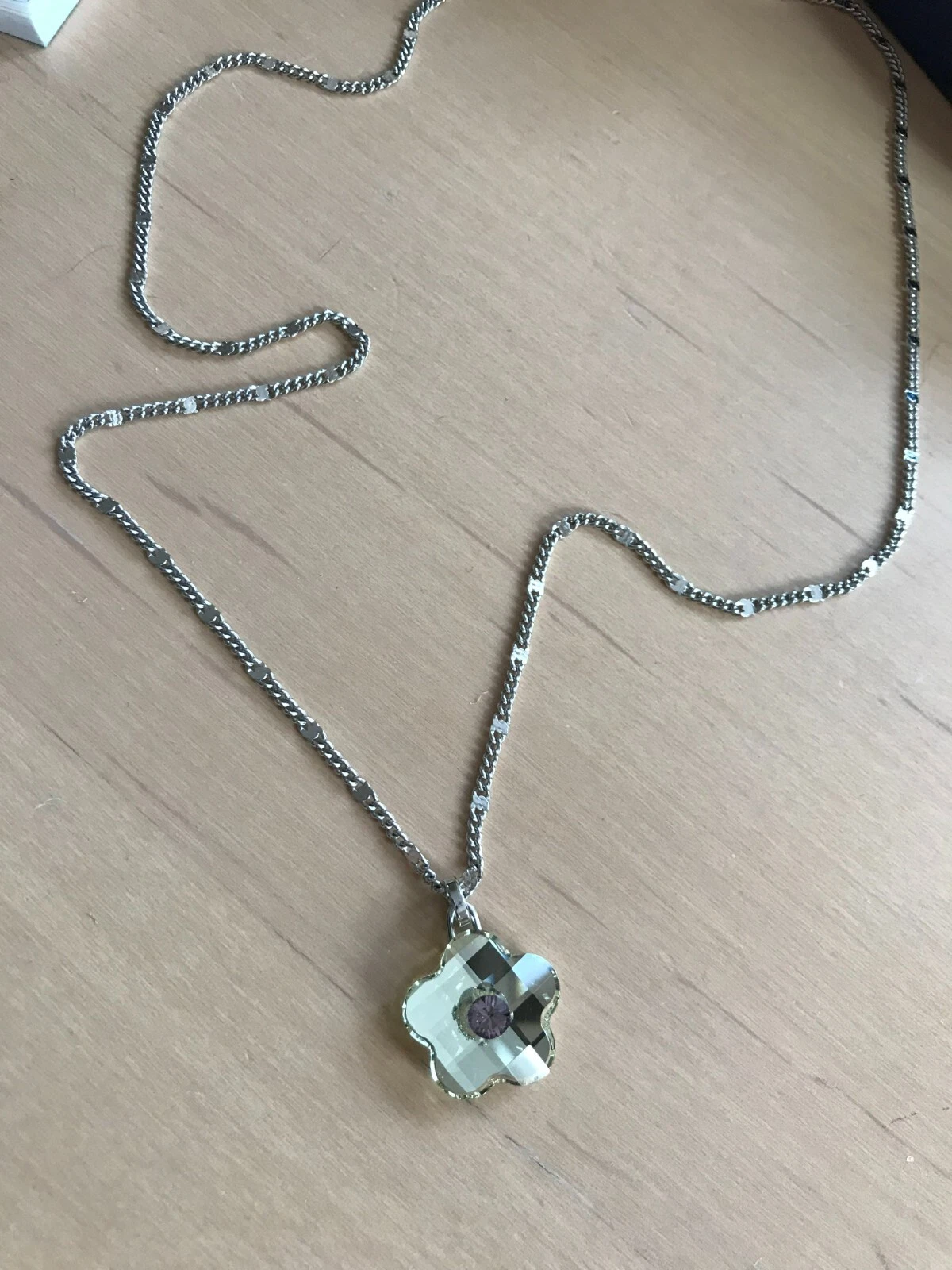 Genuine Swarovski Flower Pendant Necklace with its cord and original case
