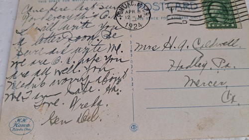 Postcard Pontiac Michigan 1924 Postmark Board of Commerce Clucb - Picture 6 of 6