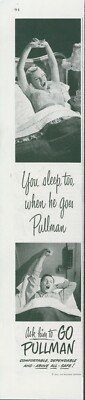 1950 Pullman You Sleep Too When He Goes Pullman Comfortable Safe Travel Ad LHJ7