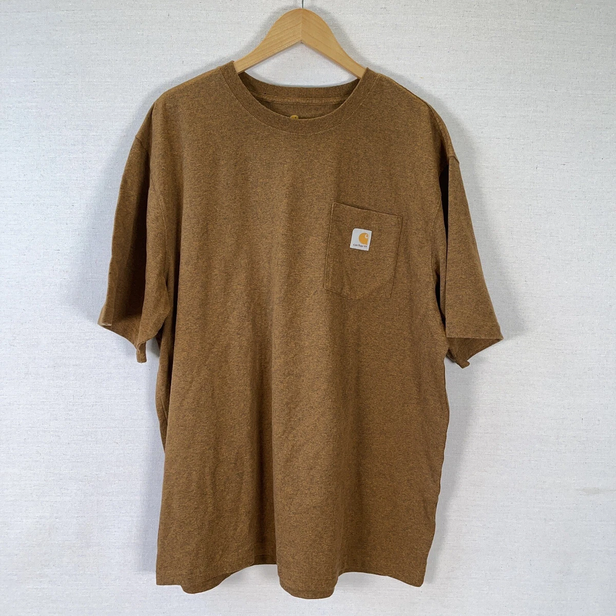 Carhartt T Shirt Mens XL Original Fit Oiled Walnut Heather Cotton Heavyweight