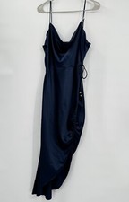 Fashion Nova Miss Honey Satin Midi Slip Dress Size L in Navy