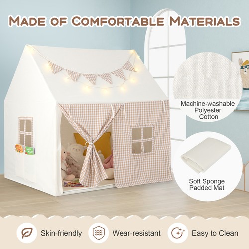 Kids Play Tent Playhouse Gift for Boys Girls Aged 3-8 w/Padded Mat & Star Lights - Picture 2 of 10