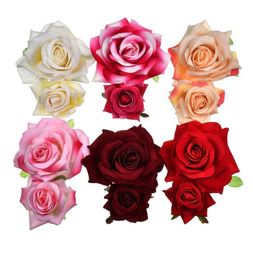 Red Rose Hair Accessory Hairpin Hair AccessoryGirl Double Velvet Rose Hair Clip - Bild 6 von 18