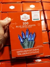 Holiday Time 100 Blue Mini lncandescent Christmas Tree Lights Indoor Outdoor