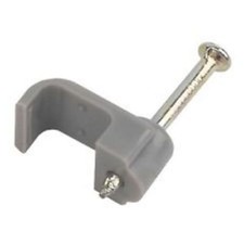100 x Grey Flat Cable Clips /Tacks for 6mm Twin & Earth - Lighting Brick Wall