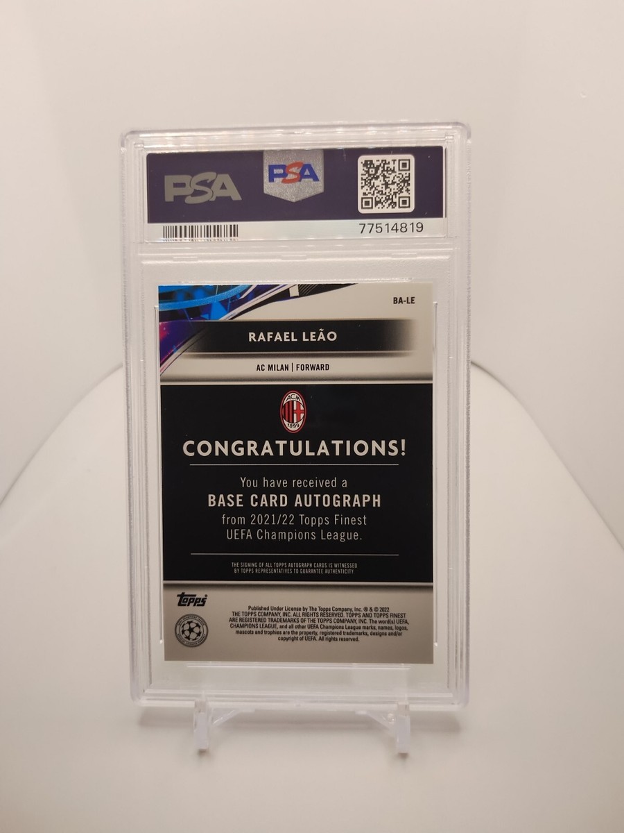 2021-22 Topps Finest UCL Rafael Leao Refractor Autograph PSA 10