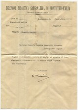 MONTECCHIO EMILIA, lettera Direzione Didattica, trasferimento maestra, 1930