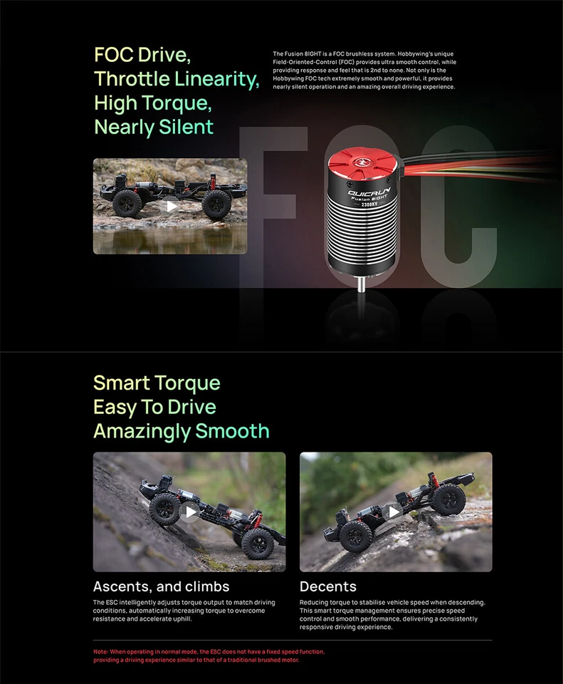 HOBBYWING QuicRun Fusion 8lGHT 2in1 Brushless Motor 80A ESC for 1/8 Crawler Car - Image 4 of 4