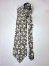 Geoffrey Beene 100 Silk Neck Tie Modern Gold Green Geometric Pattern FAST Ship