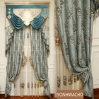 Custom high precision 4D relief blue cloth blackout curtain valance drape C1626