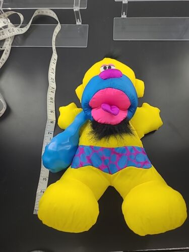 Fisher Price Puffalumps Grrrrunts Grunts Caveman Yellow Plush Vintage WORKS Rare