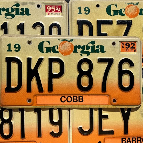 1990s Georgia PEACH Vintage Graphic License Plate Tags Random Numbers