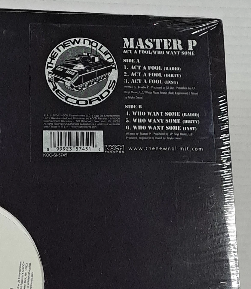 Master P "Act A Fool/Who Want Some" Two 12 Inch Vinyl Single New No Limit Record - Image 4 of 4