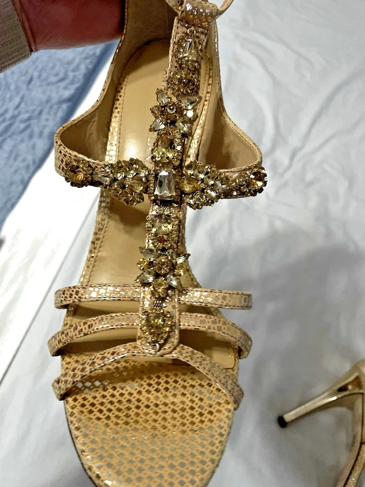 Sapatos Antonio Melani 4" Salto Alto Glamouroso 9M Strass Embelezado Formal - Imagem 4 de 4