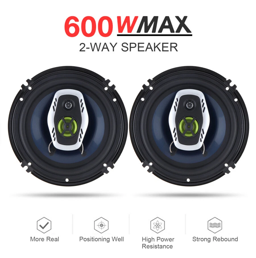 Altavoces coaxiales de alta fidelidad 2X6,5''16 cm 600 W 2 vías para automóvil Audio Música Altavoz estéreo EE. UU. Foto 2 de 4