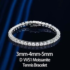 3mm 4mm 5mm D Color Moissanite Tennis Bracelet 925 Sterling Silver Pass Tester