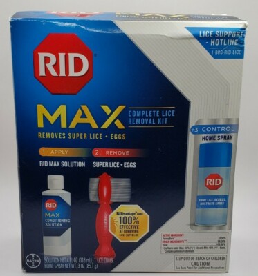 RID MAX Lice Removal Kit Kills Super Lice Eggs Hair Treatment, Comb & Home Spray