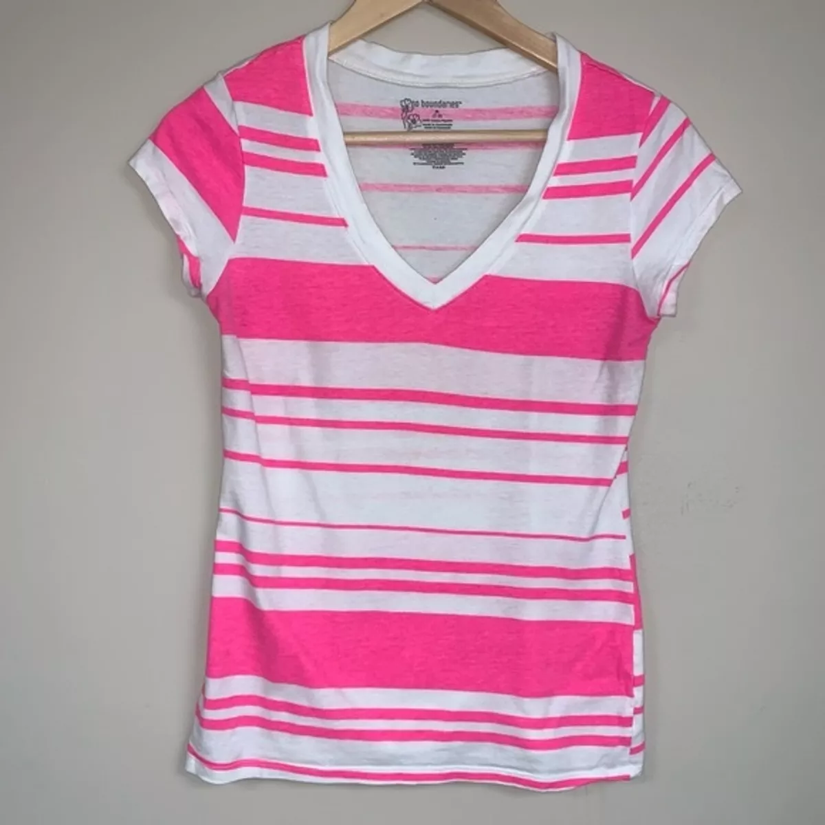 Neon Pink Striped Short Sleeve Tee