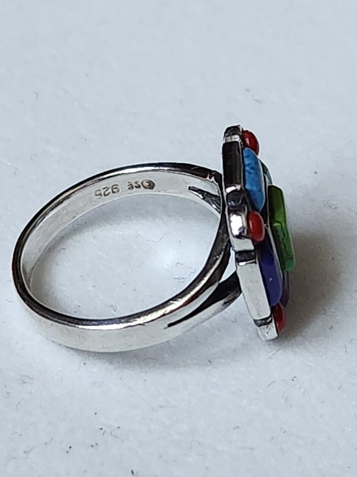 MULTI-STONE  STERLING SILVER RING, SIZE 8 - image 5