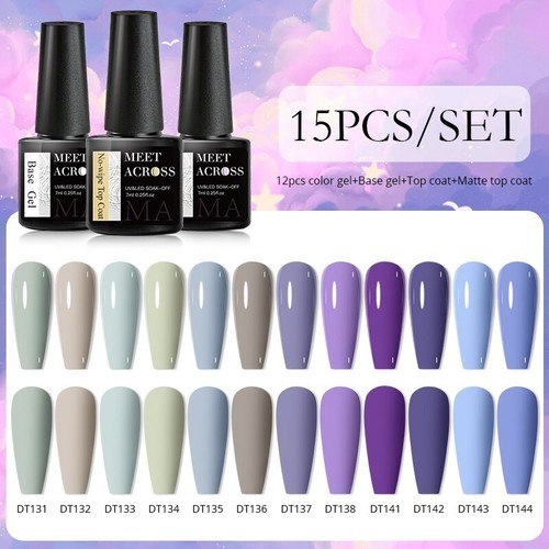 Green Purple Nail Gel Polish Set Kit Soak Off UV LED Gel Nail Art Varnishes - Picture 36 of 49