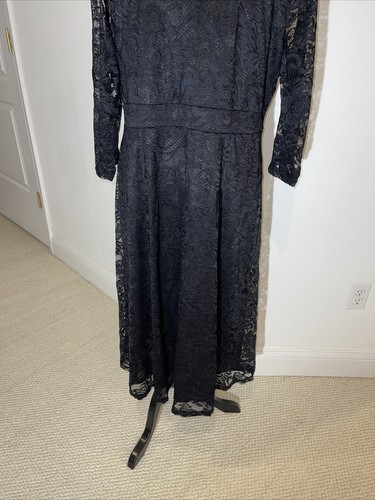 Montsy New Women’s Black Formal Floral Lace Long Sleeve Dress Plus 4XL Midi - Picture 7 of 12
