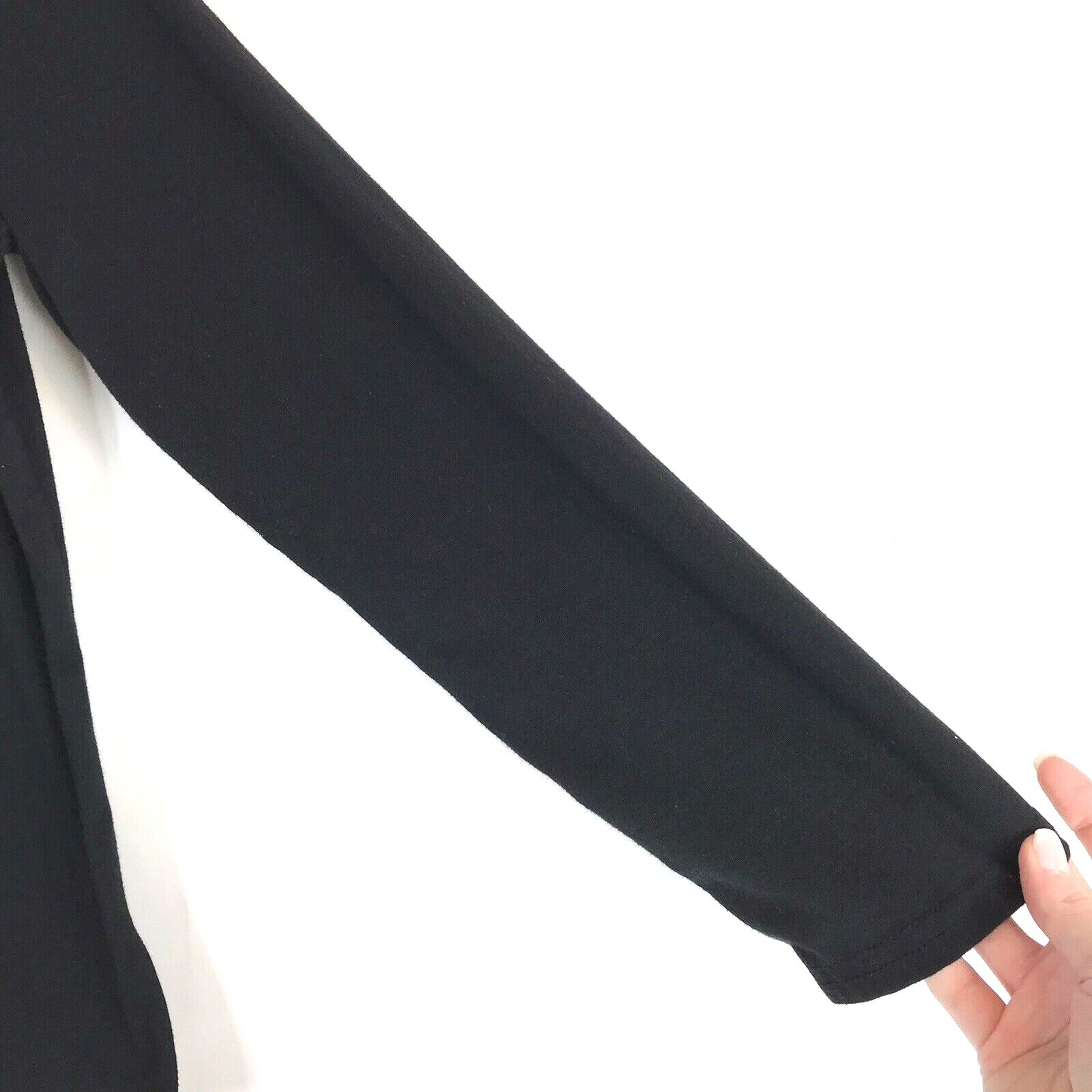 Women's Laura Scott Solid Black V-Neck Basic Long… - image 4