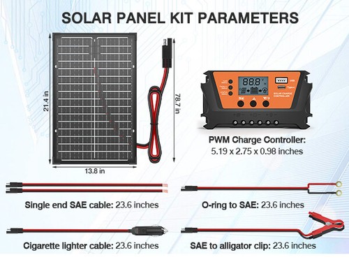 30W Bifacial Solar Panel Kit Trickle Charger Battery Controller ...