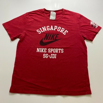 Vintage Nike Singapore T Shirt Size M Red Swoosh Spell Out Sports Double Sided Ebay