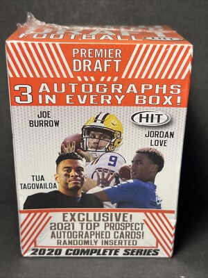 2020 Sage Hit Premier Draft Football Blaster Box - Factory Sealed 3 Autos!