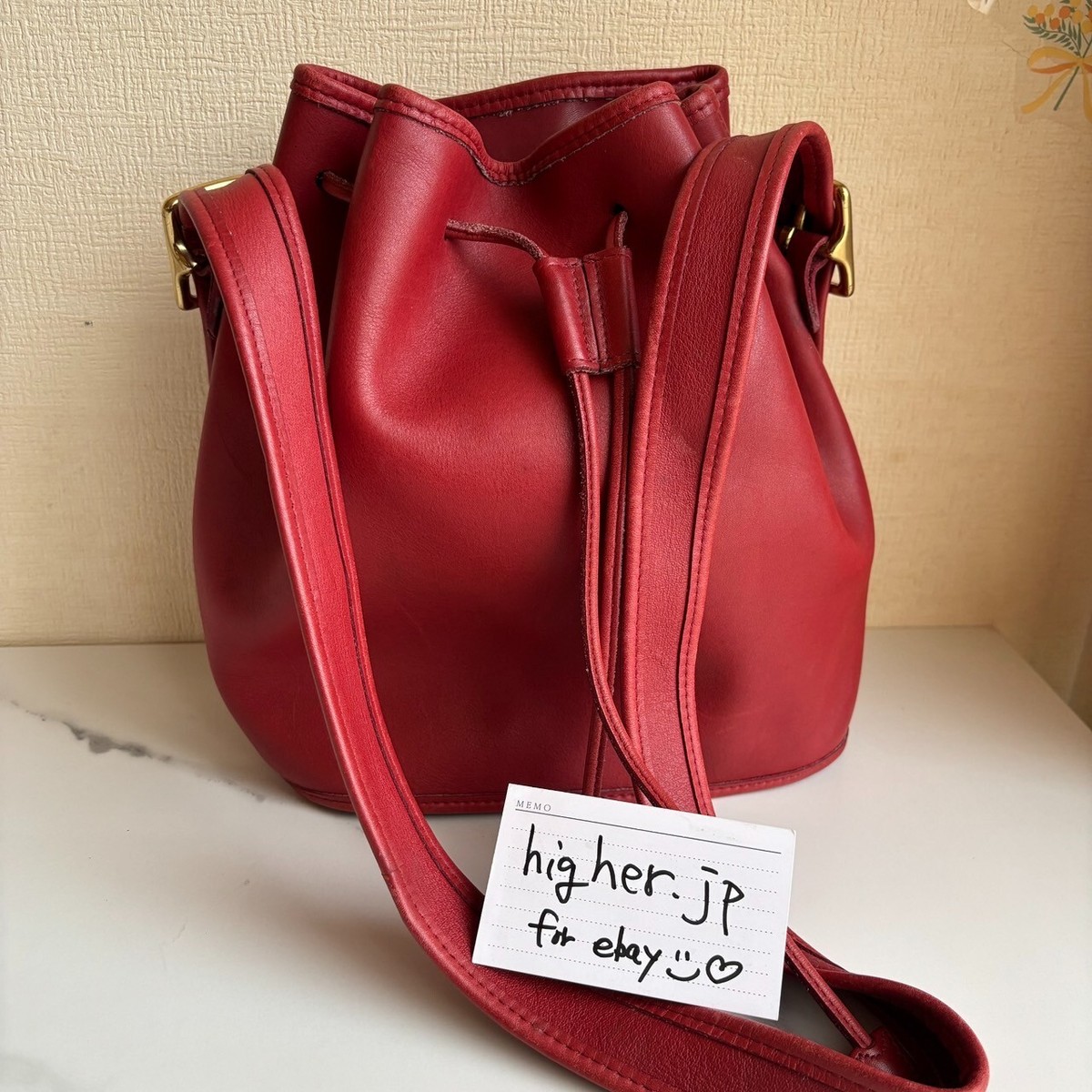 バッグ OLD COACH Shoulder Drawstring Bag Red COACH Shoulder Bag Red Flap Old Coach USA Leather | eBay