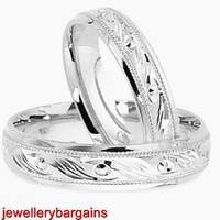 Solid Silver Wedding Ring Ladies Gents 4mm Matching Set Free Engraving Solid Silver Wedding Ring Ladies Gents 4mm Matching Set Free Engraving