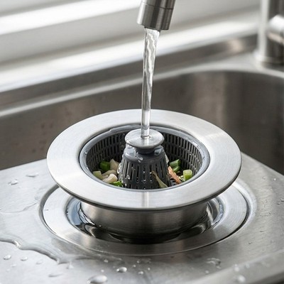 Stainless Steel Kitchen Sink Pop-Up Core Drain Strainer