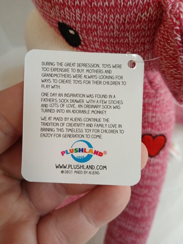 Large Red Sock Monkey Plush Threads Of Love Sockiez Red Heart New With Tags 22in - Picture 21 of 24