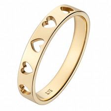 9ct Yellow Gold Heart Band Ring for Women By Citerna