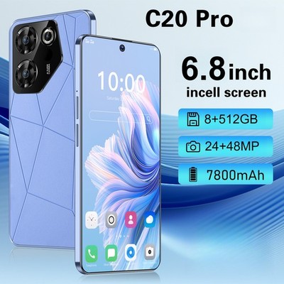 C20Pro Smartphone Android 6.8'' Unlocked 8+512GB 7800mAh 24+48MP Dual SIM Gifts