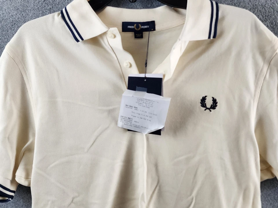 Polo Fred Perry Doble Punta Calce Ajustado Para Hombre M Crudo/Tenni Manga Corta Pullover Foto 3 de 4