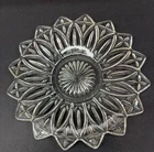 Vintage Federal Glass Sunburst & Petal Clear Pattern Serving Platter MCM 11.5”