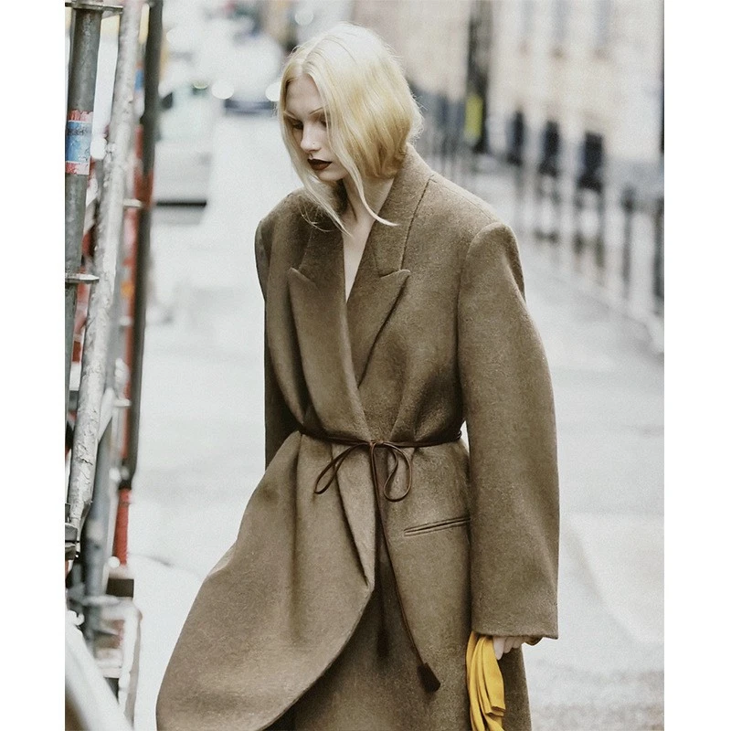 THE ROW Mujer Cuello Barrado Lana Otoño Invierno Nuevo Abrigo Chaqueta Foto 2 de 4