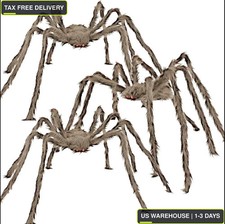 Halloween Giant Brown Spider 3 Pack 5Ft 4Ft 3.2Ft Realistic Large Scary Hairy Sp