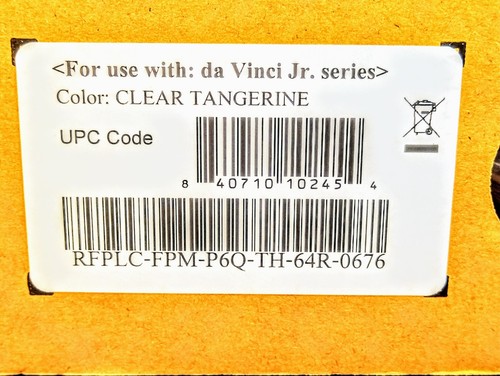 XYZprinting da Vinci Jr PLA 3D Printer Filament Clear Tangerine 600g 1.75mm NIB - Zdjęcie 3 z 6
