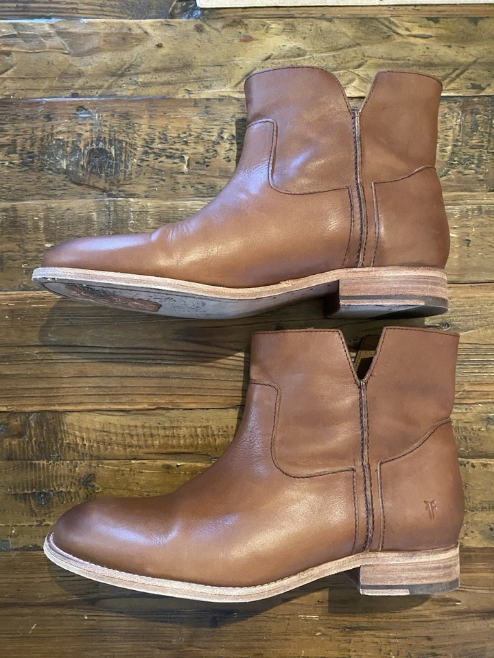 Frye Melissa 女式皮革拉靴焦糖色/棕色 9B 码 — 第 3/4 张图片