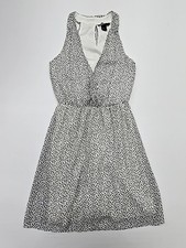 H&M Women's Black White Speckled Fit Flare V-Neck Size 4