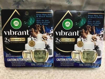 Air Wick Vibrant Deep Blue Sea & Beach Woodm Scented Oil Warmer Refills 2 Pack