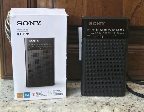 NEW RARE 2015 Analog Sony ICF-P26 Portable Pocket AM/FM Radio Built-in Speaker