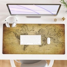 QiyI Large Desk Pad, Vintage Mouse Pad Desktop Decor, Waterproof PU Leather D...