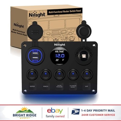12V Electrical Panel with USB Charger and Circuit Breakers for RVs and Boats