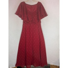 Shein Maxi Dress Women's Medium Red Polka Dot Flutter Sleeve Ruched